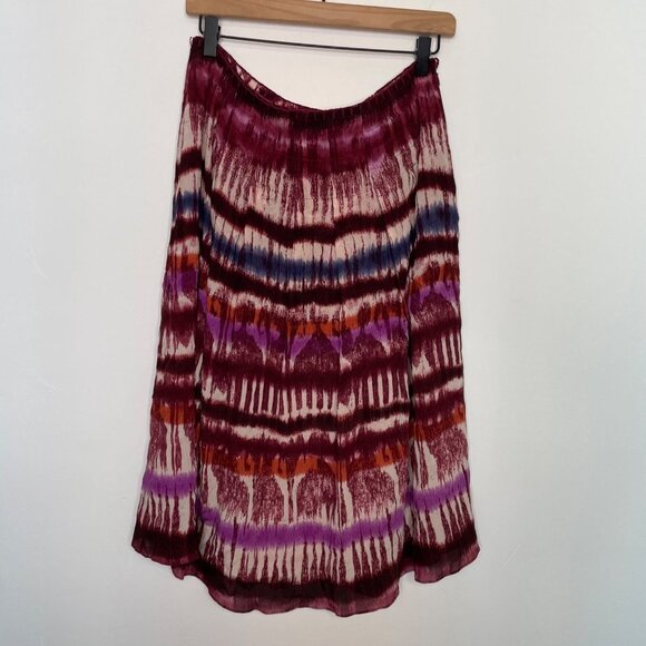 St. John Sport Dresses & Skirts - ST. JOHN SPORT‎ Silk Skirt Women's 10 Burgundy Purple Abstract Ikat Print Midi